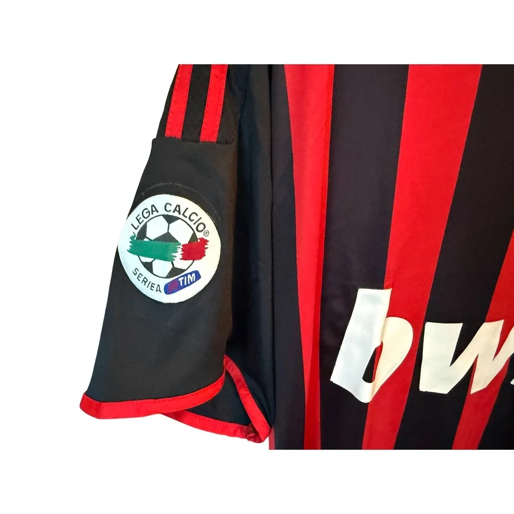 VTG Adidas AC Milan 2009-10 Home Jersey Onyewu 14 Red Black Soccer Shirt Mens XL